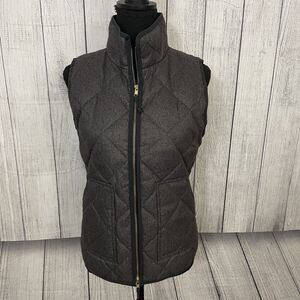 J. Crew Women's Small Dark Gray Quilted Waterfowl Down Full Zip Puffer Vest